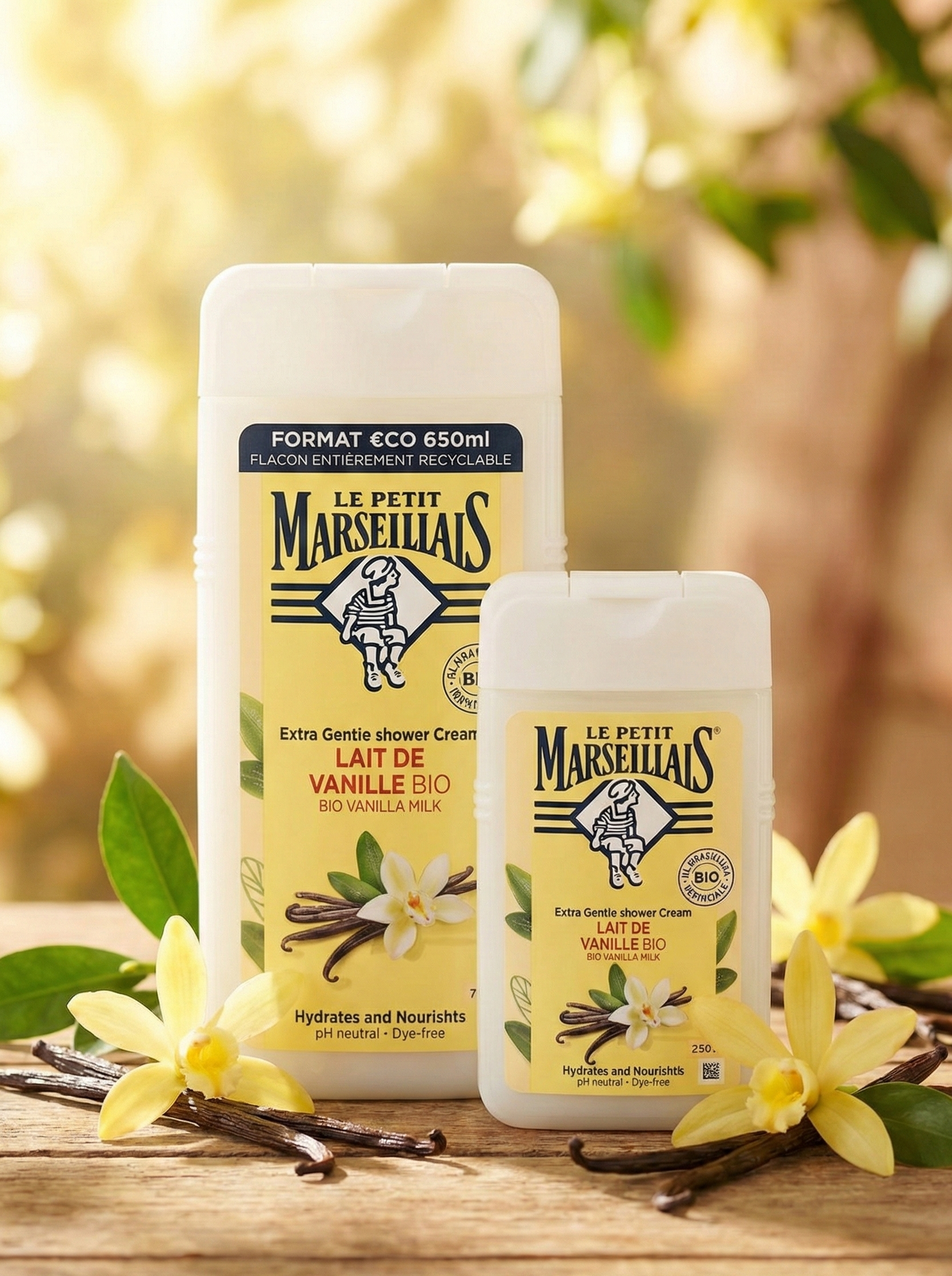 Le Petit Marseillais – Lait de Vanille Bio – Pack 650 ml + 250 ml