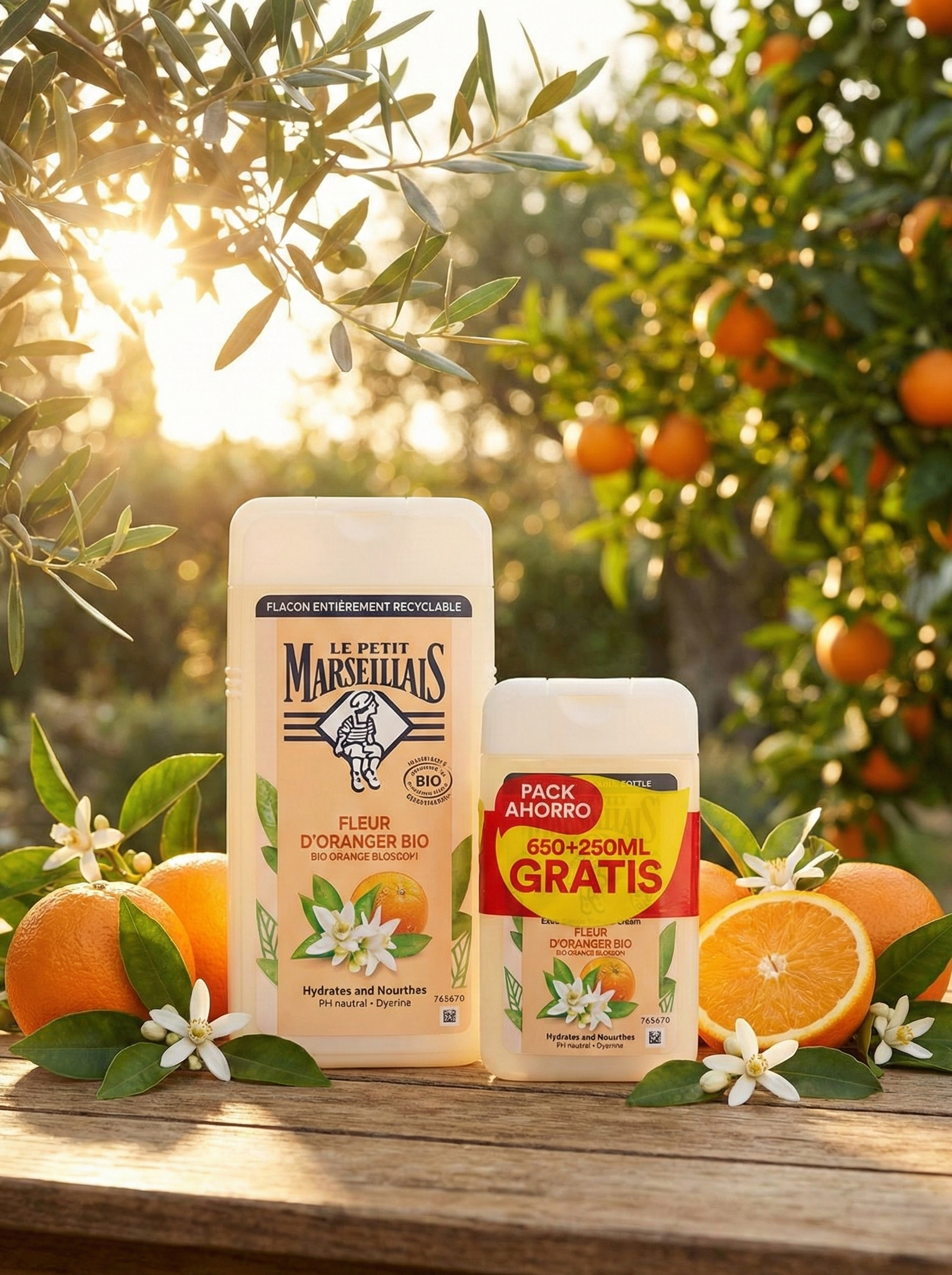Le Petit Marseillais - Fleur d’Oranger Bio - Pack 650 ml + 250 ml